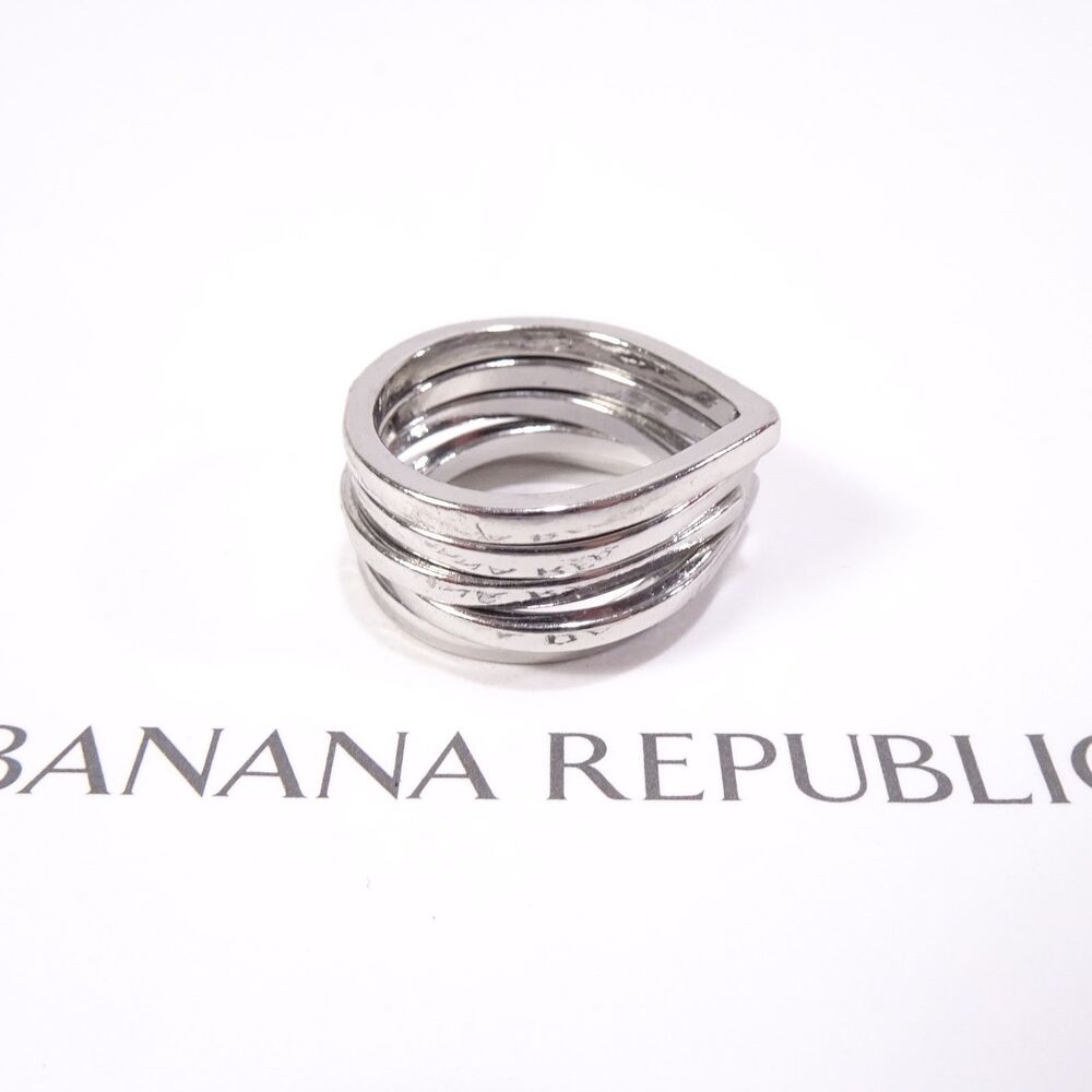 Banana Republic Women's Silver Crystal Pave V Stackable Ring Sz 6 NWT 45 - Picture 11 of 13